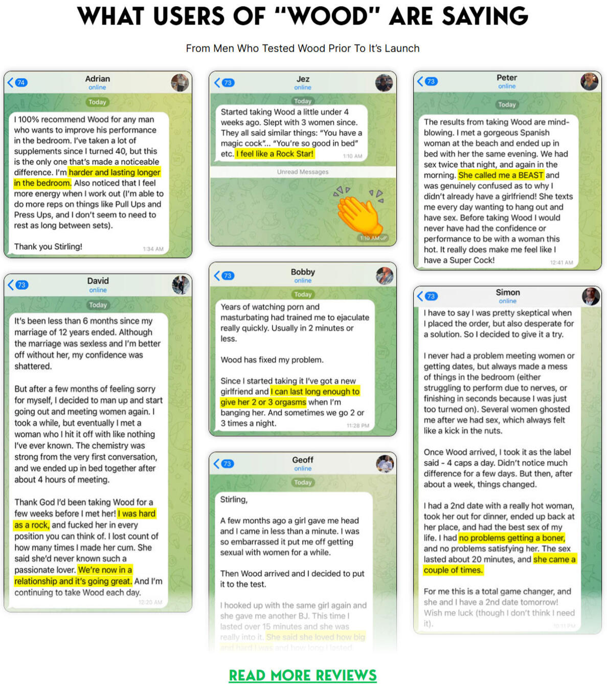 user testimonials